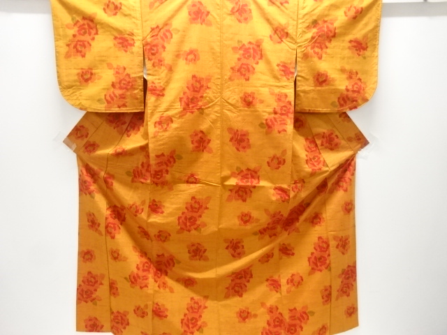 JAPANESE KIMONO / TSUMUGI / HITOE / WOVEN FLOWER